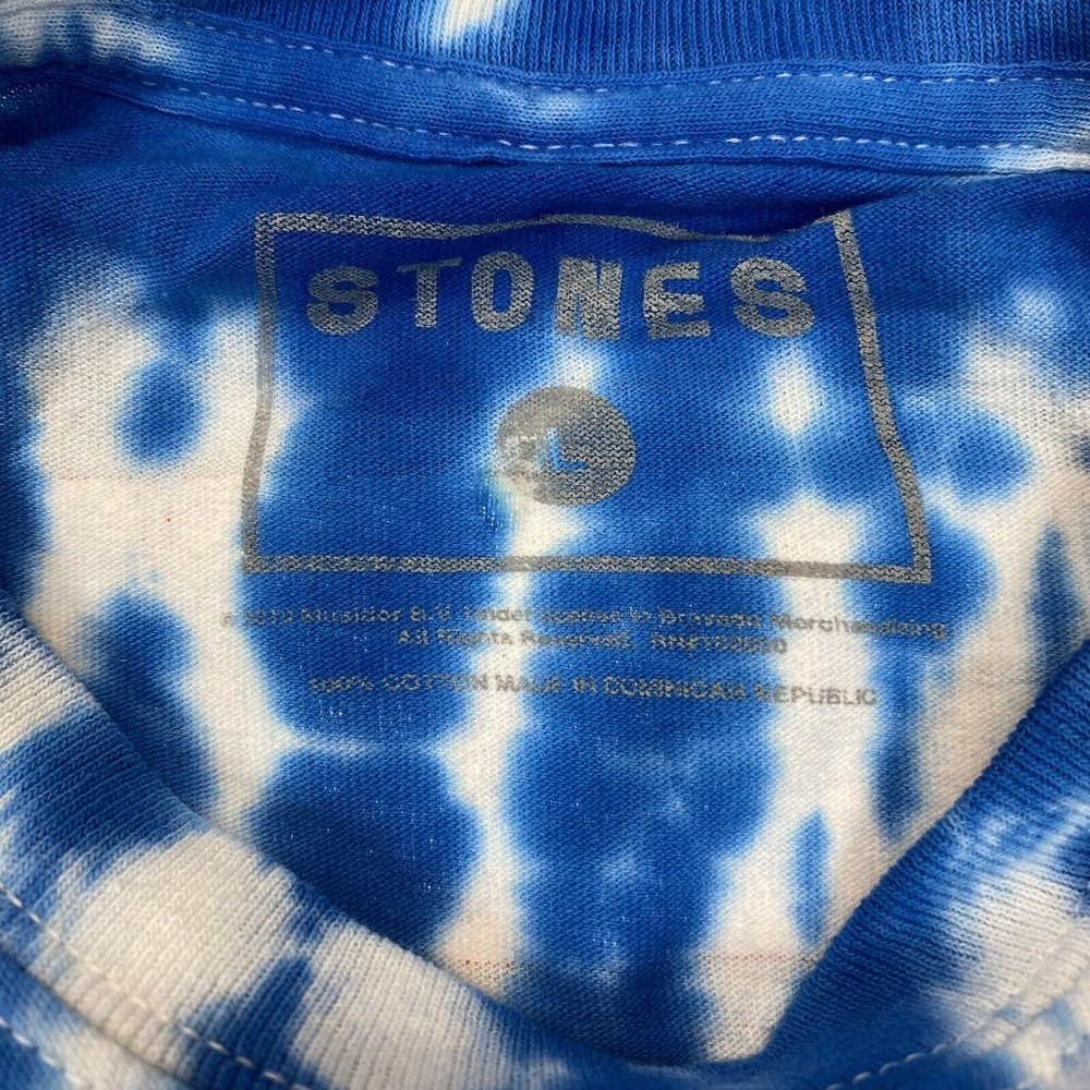 The Rolling Stones 2019 No Filter Tour Itinerary Tee -Tie Dye Blue & Red - L - Picture 3 of 7
